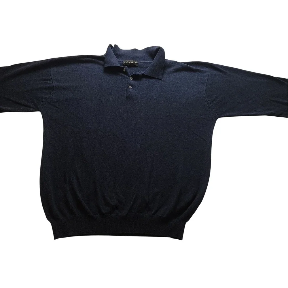 Croft‎ & Barrow Men's Navy Blue Long Sleeve Polo Sweater Knit Top Size XL